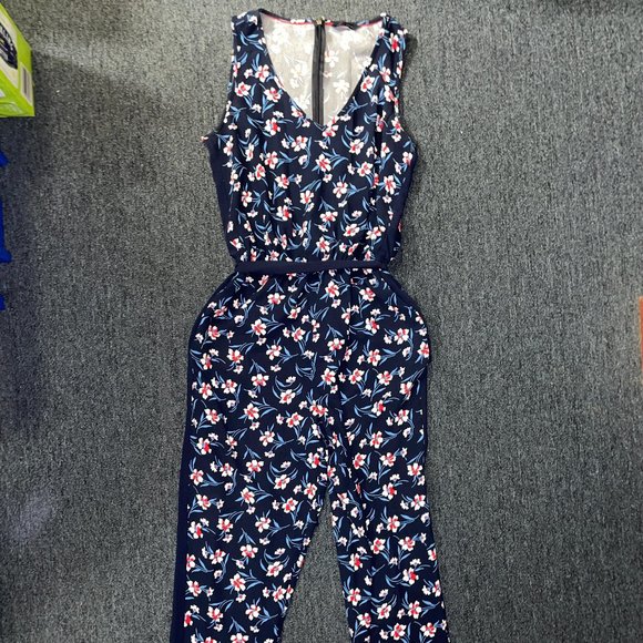 Tommy Hilfiger Women's Polka-Dot Tie-Waist Jumpsuit Blue Size  18